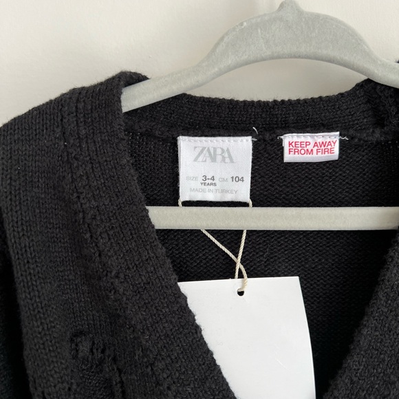 Zara Girl Black Knit Cardigan Size 3-4 Years NEW - Picture 3 of 5